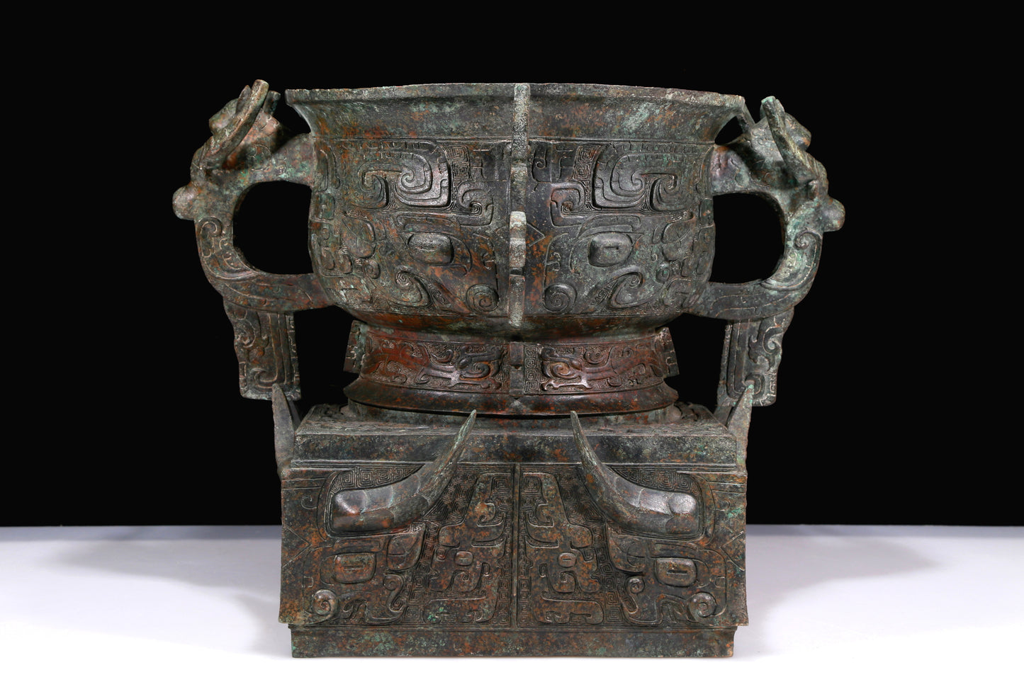 A Huge Superb Bronze 'Animal Mask' Censer With Inscriptions