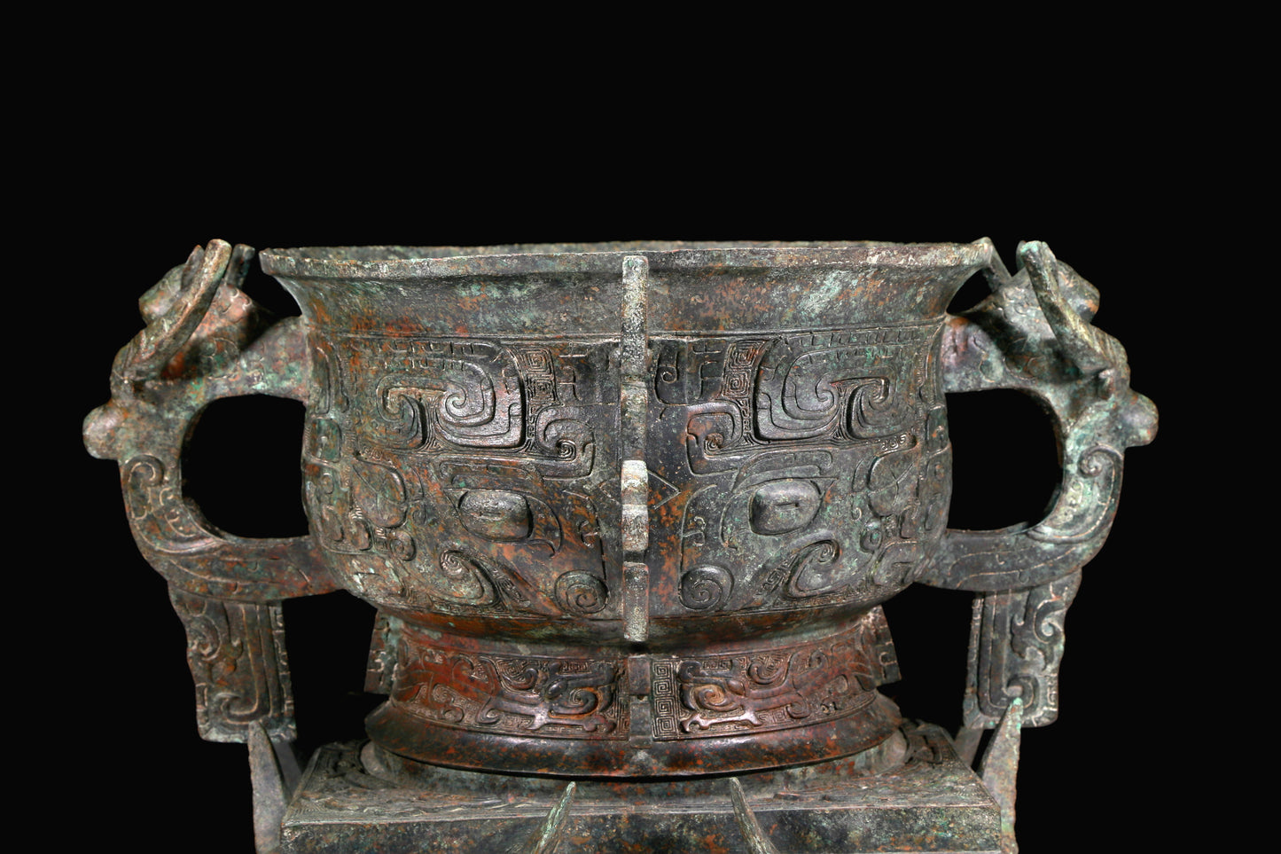 A Huge Superb Bronze 'Animal Mask' Censer With Inscriptions