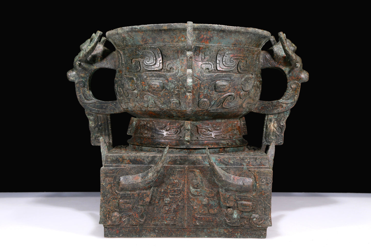 A Huge Superb Bronze 'Animal Mask' Censer With Inscriptions