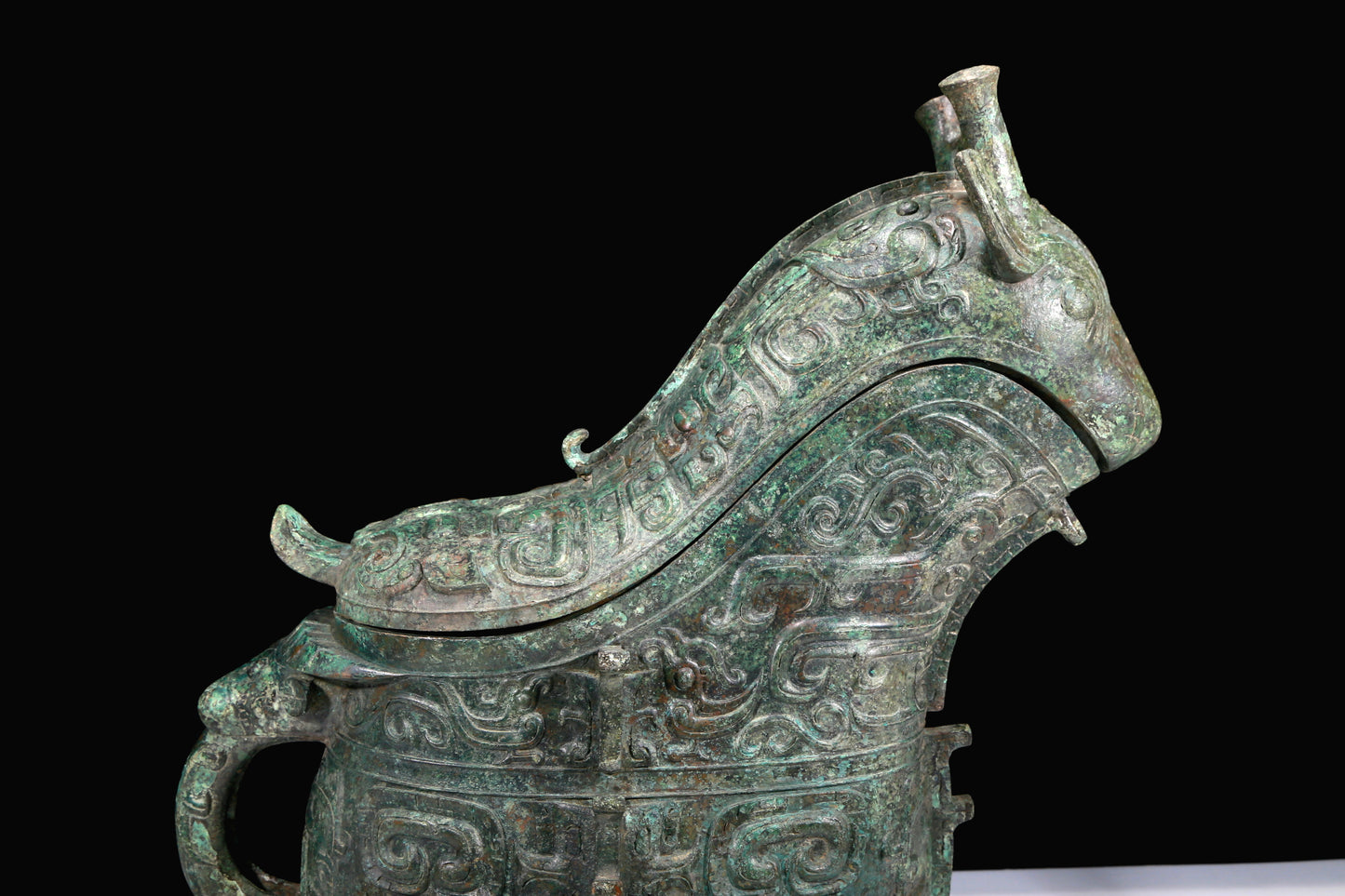 A Huge Superb Bronze 'Animal Mask' Ewer And Cover With Inscriptions