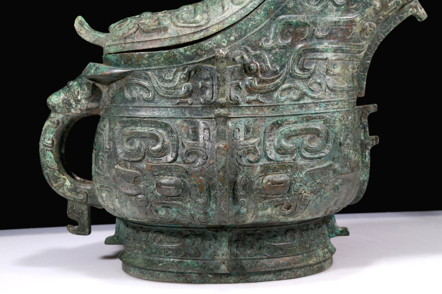 A Huge Superb Bronze 'Animal Mask' Ewer And Cover With Inscriptions