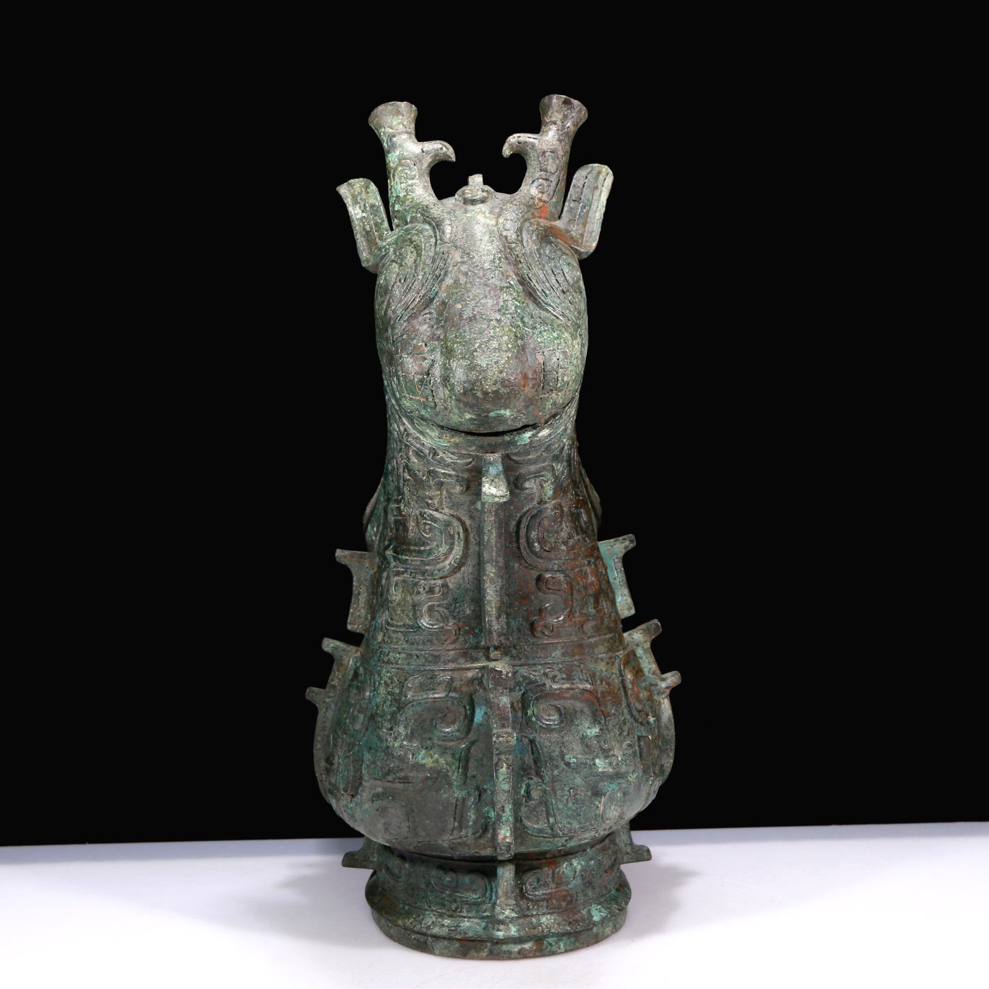 A Huge Superb Bronze 'Animal Mask' Ewer And Cover With Inscriptions