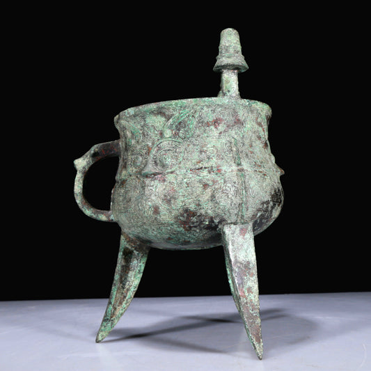 A Superb Bronze 'Auspicious Beast' Tripod Cup With Inscriptions