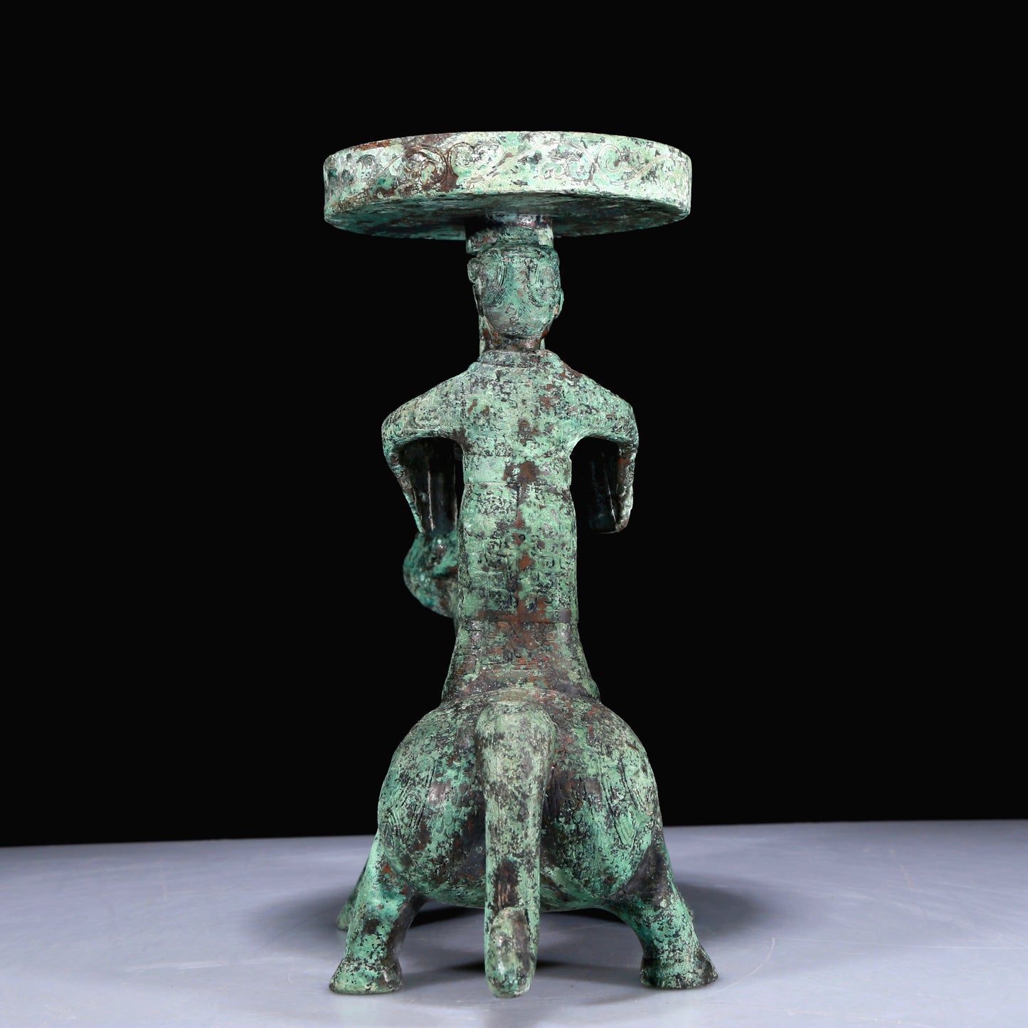 A Superb Bronze 'Auspicious Beast' Oil-Lamp
