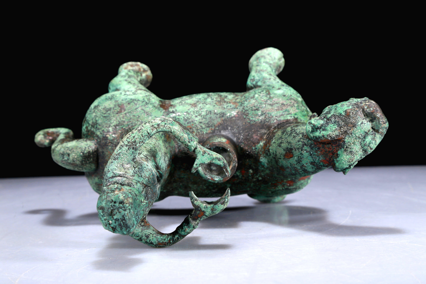 A Superb Bronze 'Auspicious Beast' Oil-Lamp