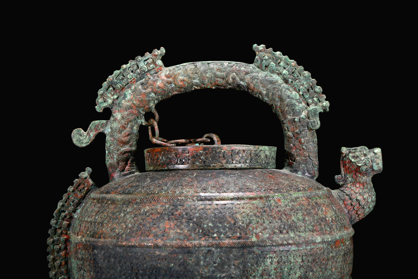 A Superb Bronze 'Dragon' Tripod Ewer With Inscriptions