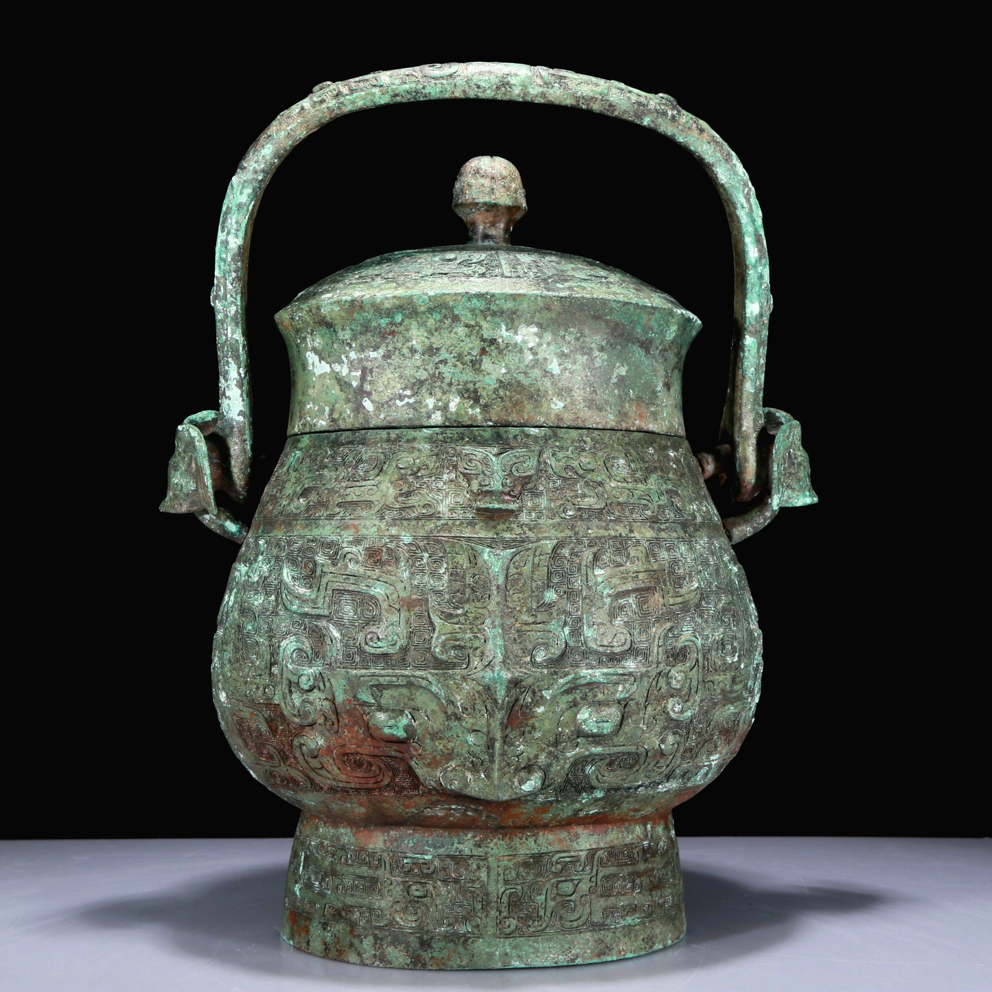 A Superb Bronze 'Animal Mask' Jar With Inscriptions