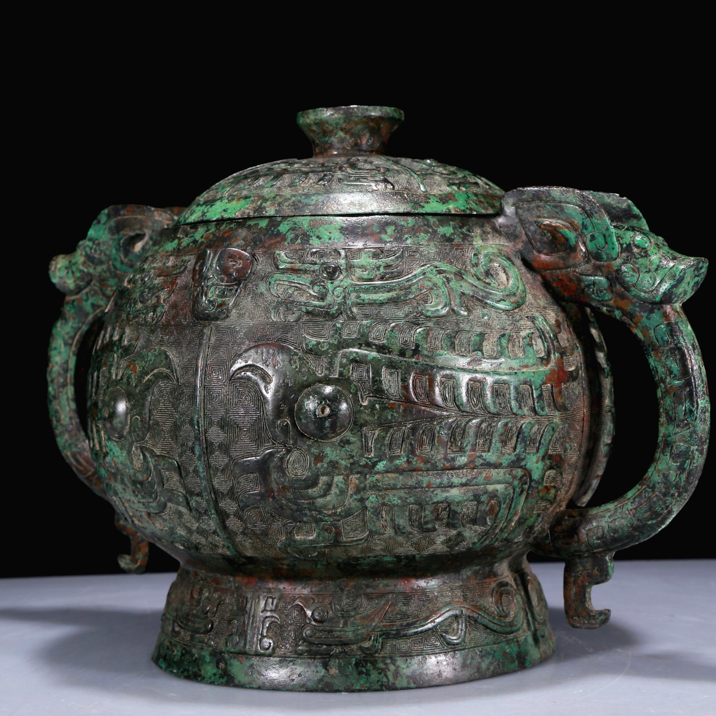 A Superb Bronze 'Auspicious Beast' Censer And Cover