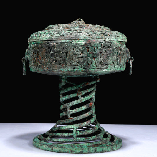 A Superb Bronze 'Dragon' Beast-Handled Stem-Censer And Cover With Inscriptions