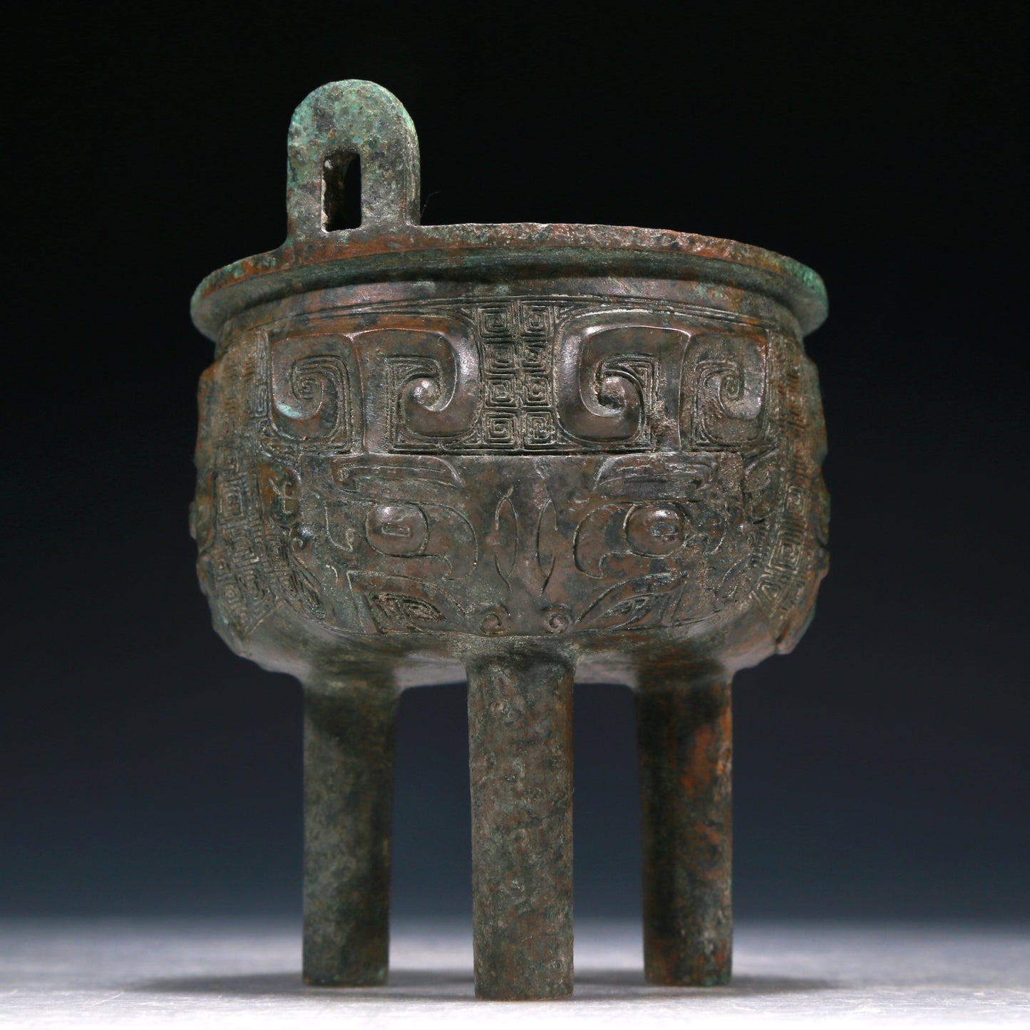 A Wonderful Bronze 'Animal Mask' Tripod Censer With Inscriptions