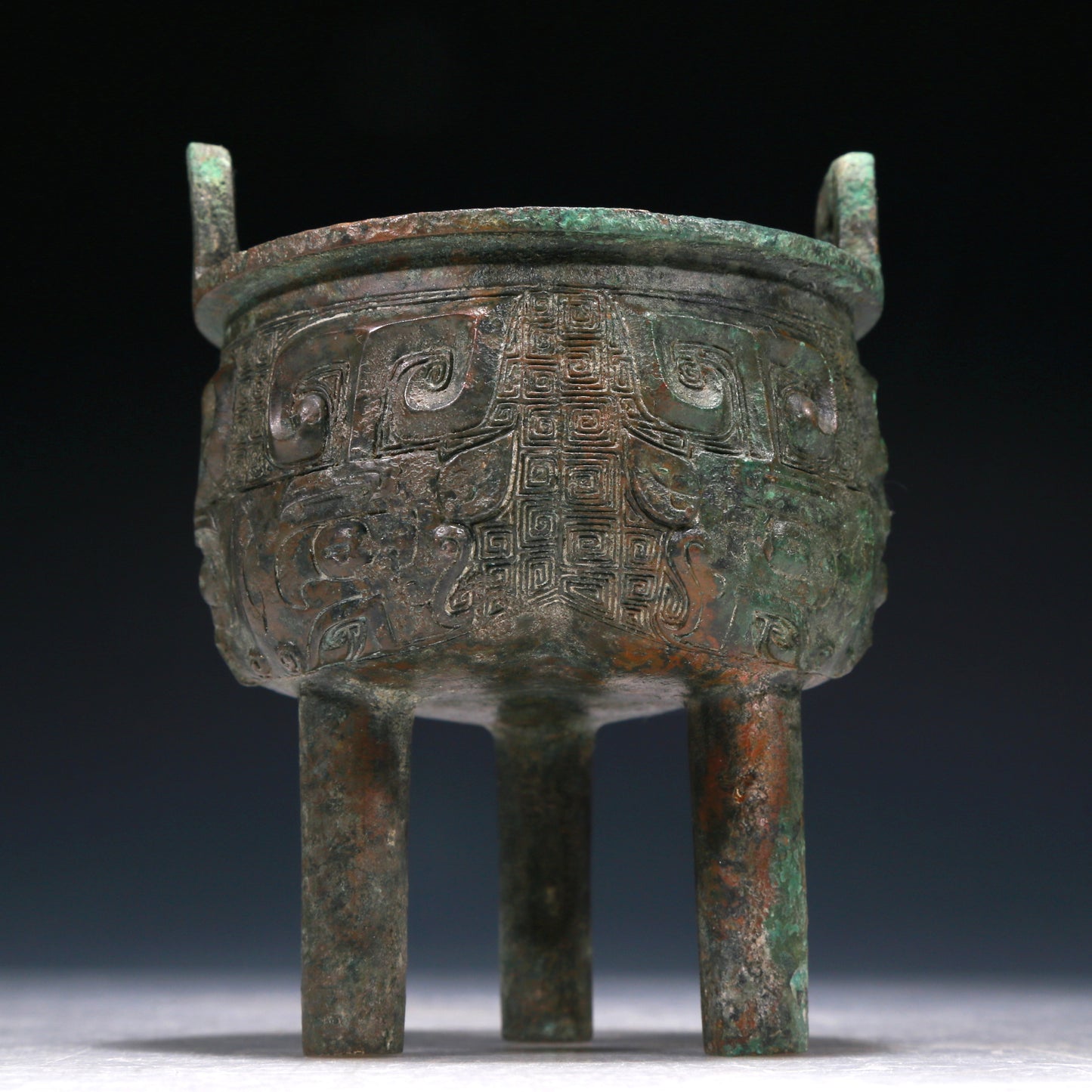 A Wonderful Bronze 'Animal Mask' Tripod Censer With Inscriptions