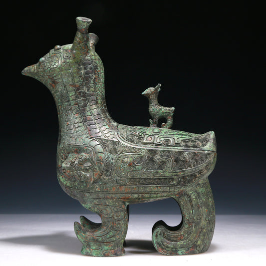 A Wonderful Bronze Auspicious Beast-Form Jar With Inscriptions