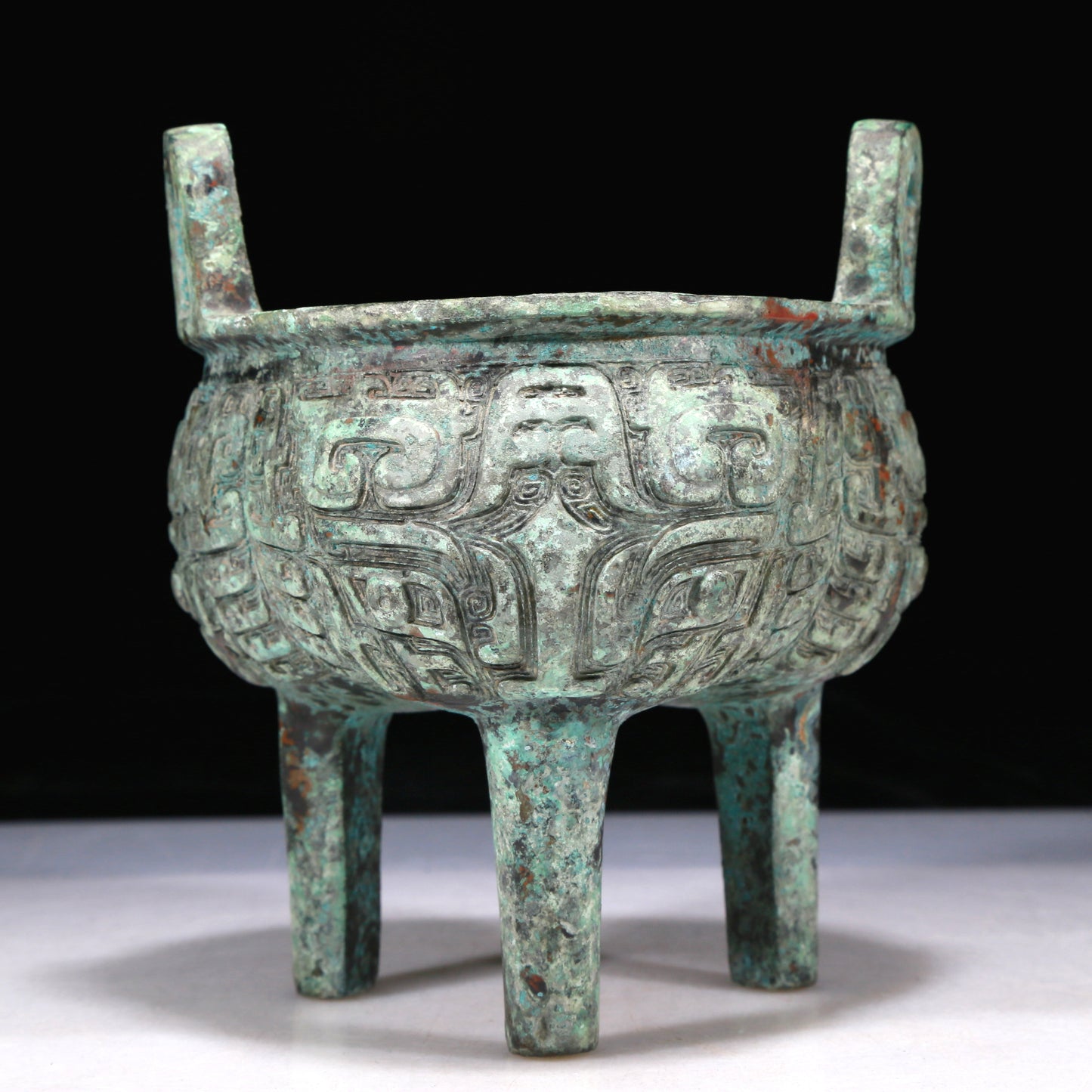 A Wonderful Bronze  'Animal Mask' Tripod Censer With Inscriptions