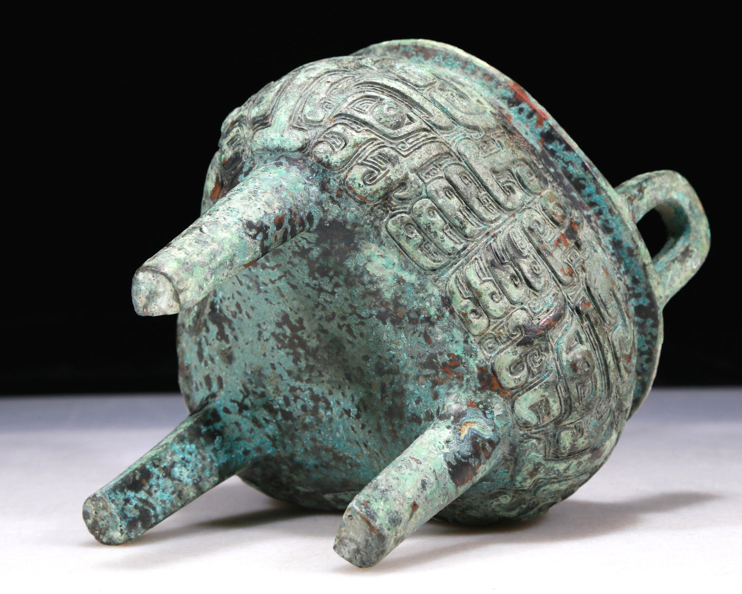 A Wonderful Bronze  'Animal Mask' Tripod Censer With Inscriptions