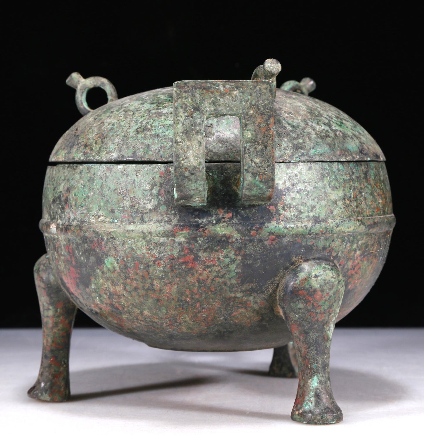 A Wonderful Bronze Tripod Censer And Cover
