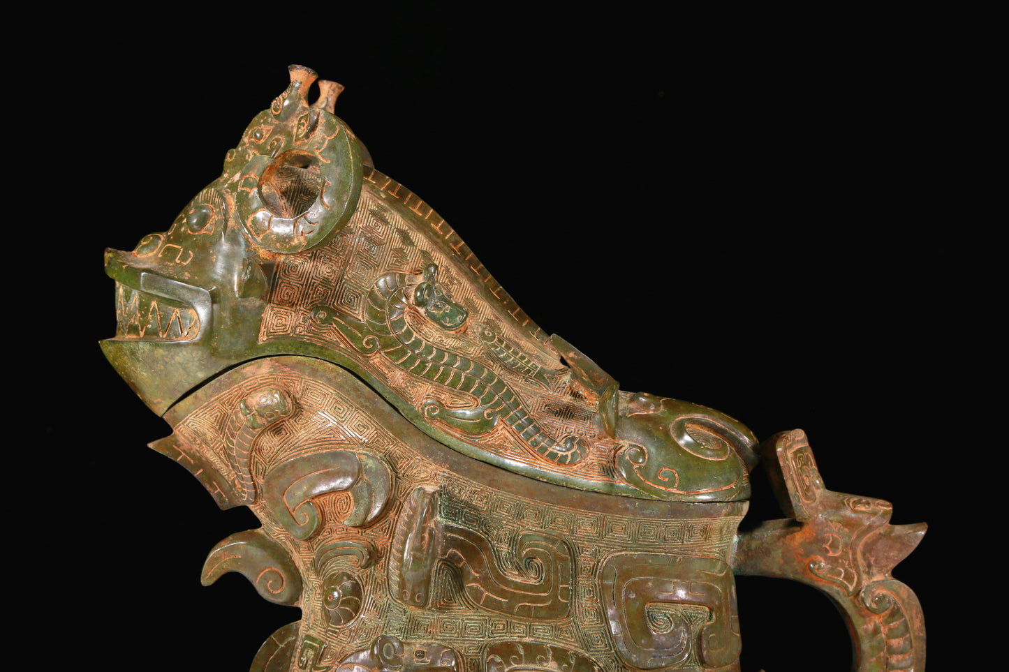 A Wonderful Bronze 'Auspicious Beast' Ewer With Inscriptions