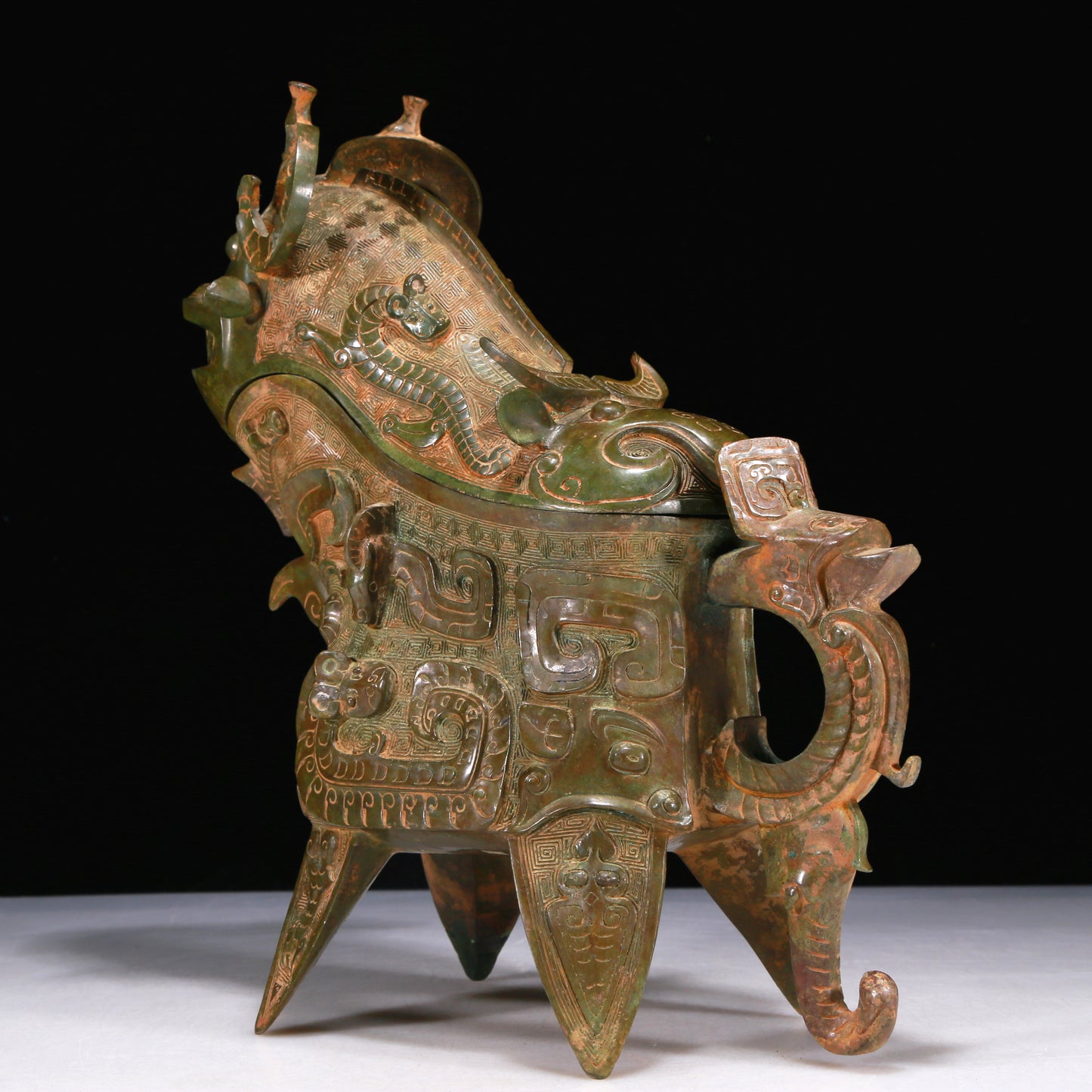 A Wonderful Bronze 'Auspicious Beast' Ewer With Inscriptions