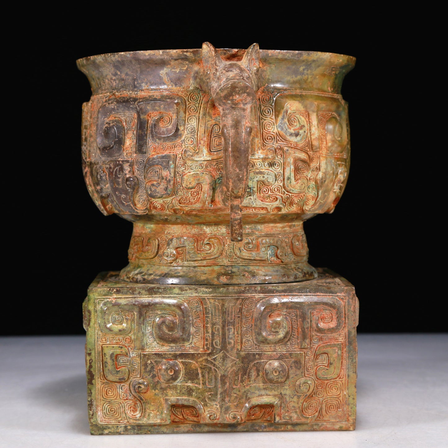 A Wonderful Bronze 'Animal Mask' Censer With Inscriptions