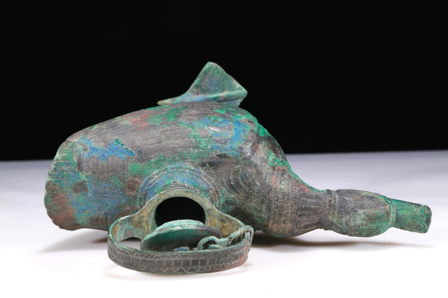 A Wonderful Bronze Duck-Form Ewer