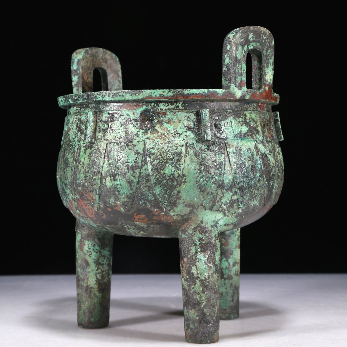 A Wonderful Bronze 'Animal Mask' Tripod Censer With Inscriptions