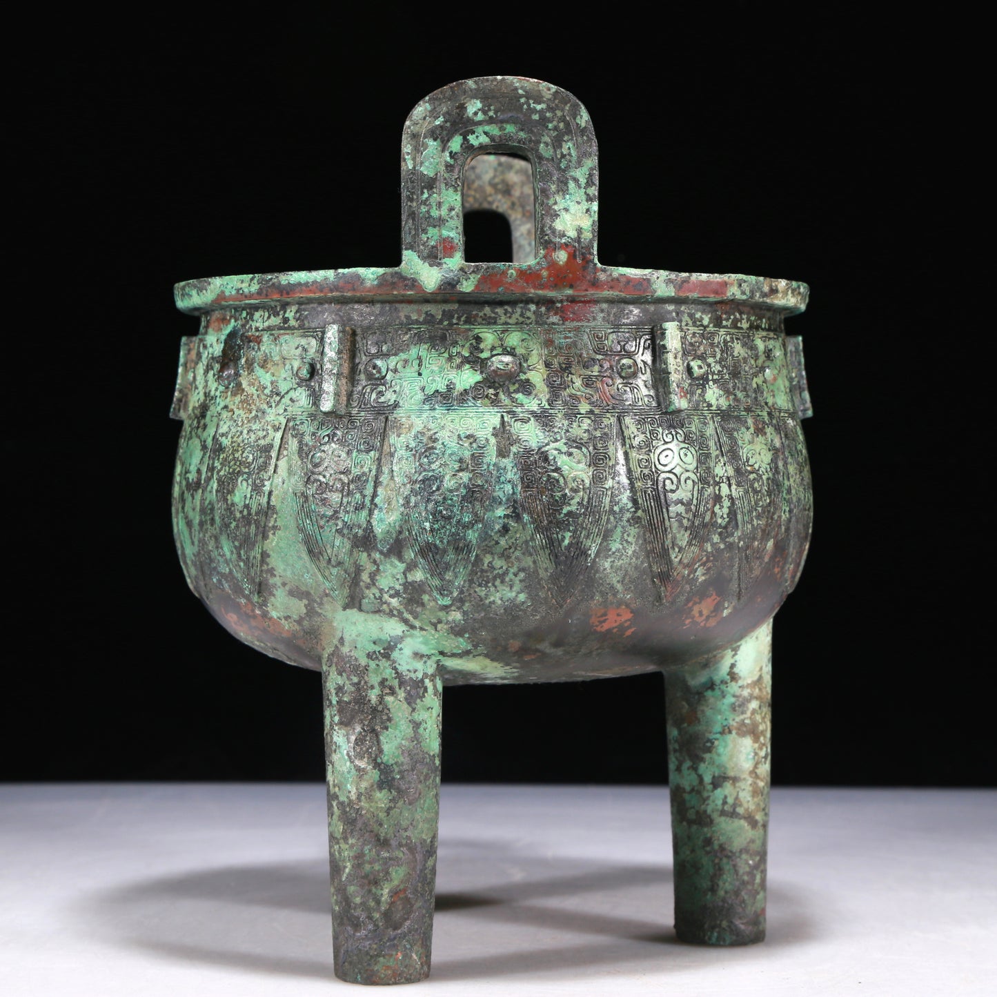 A Wonderful Bronze 'Animal Mask' Tripod Censer With Inscriptions