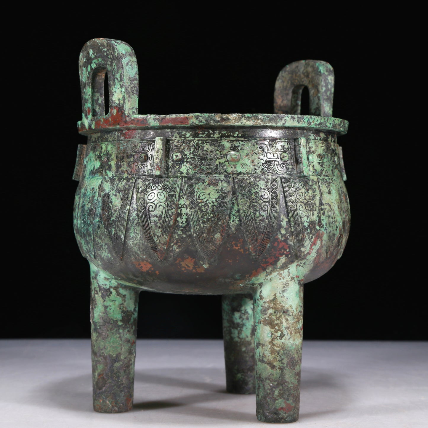 A Wonderful Bronze 'Animal Mask' Tripod Censer With Inscriptions
