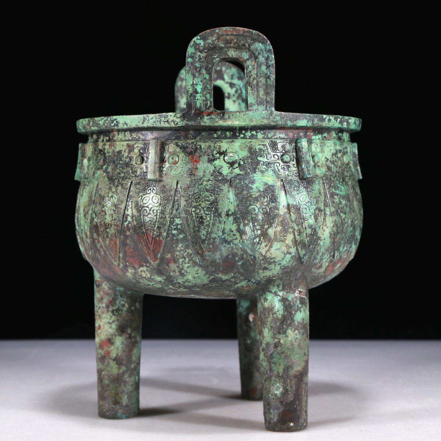 A Wonderful Bronze 'Animal Mask' Tripod Censer With Inscriptions