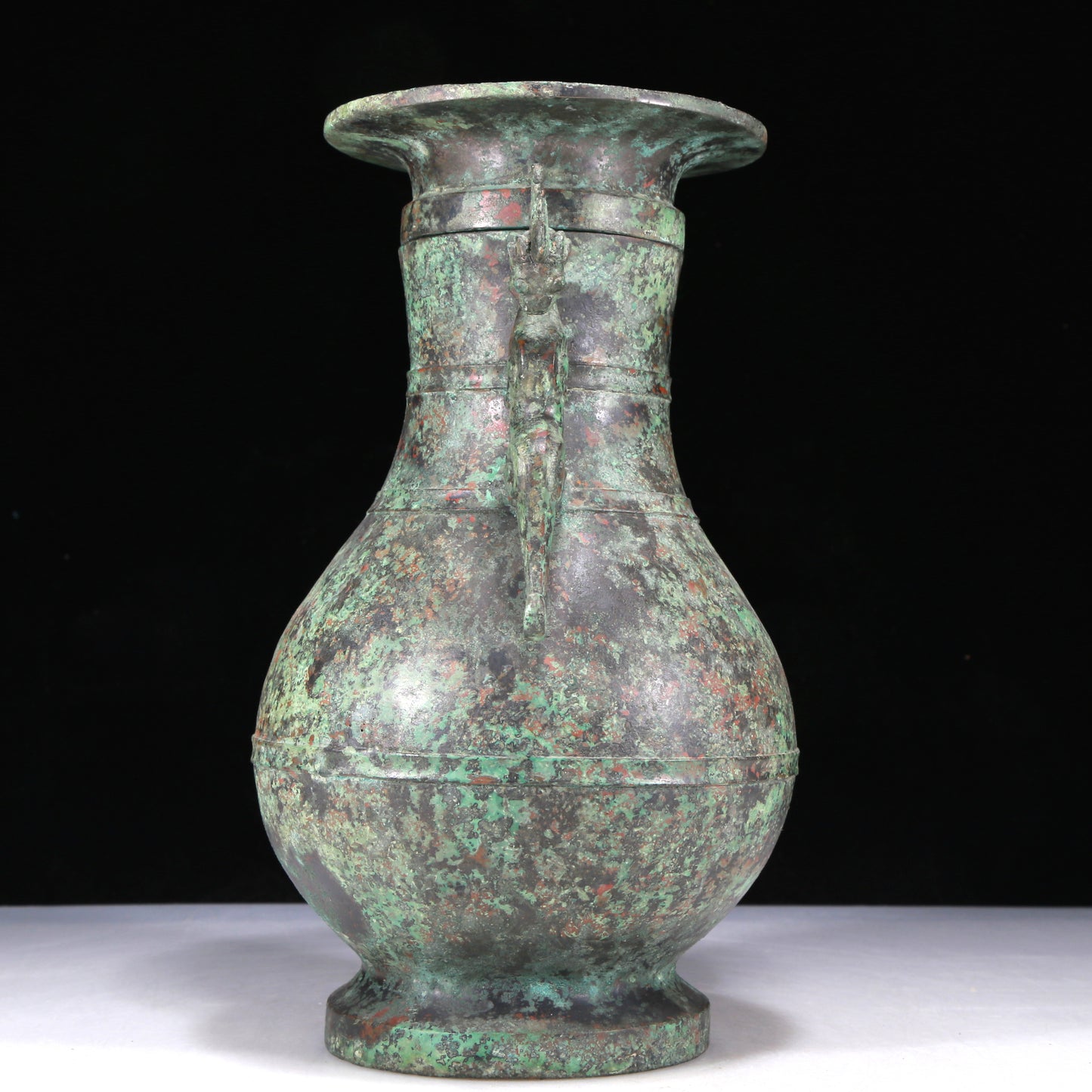 A Wonderful Bronze Dragon-Handled Vase And Cover