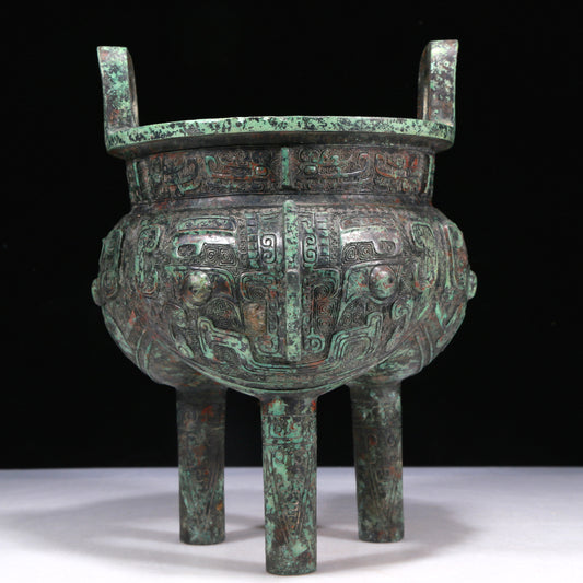 A Wonderful Bronze 'Animal Mask' Tripod Censer With Inscriptions