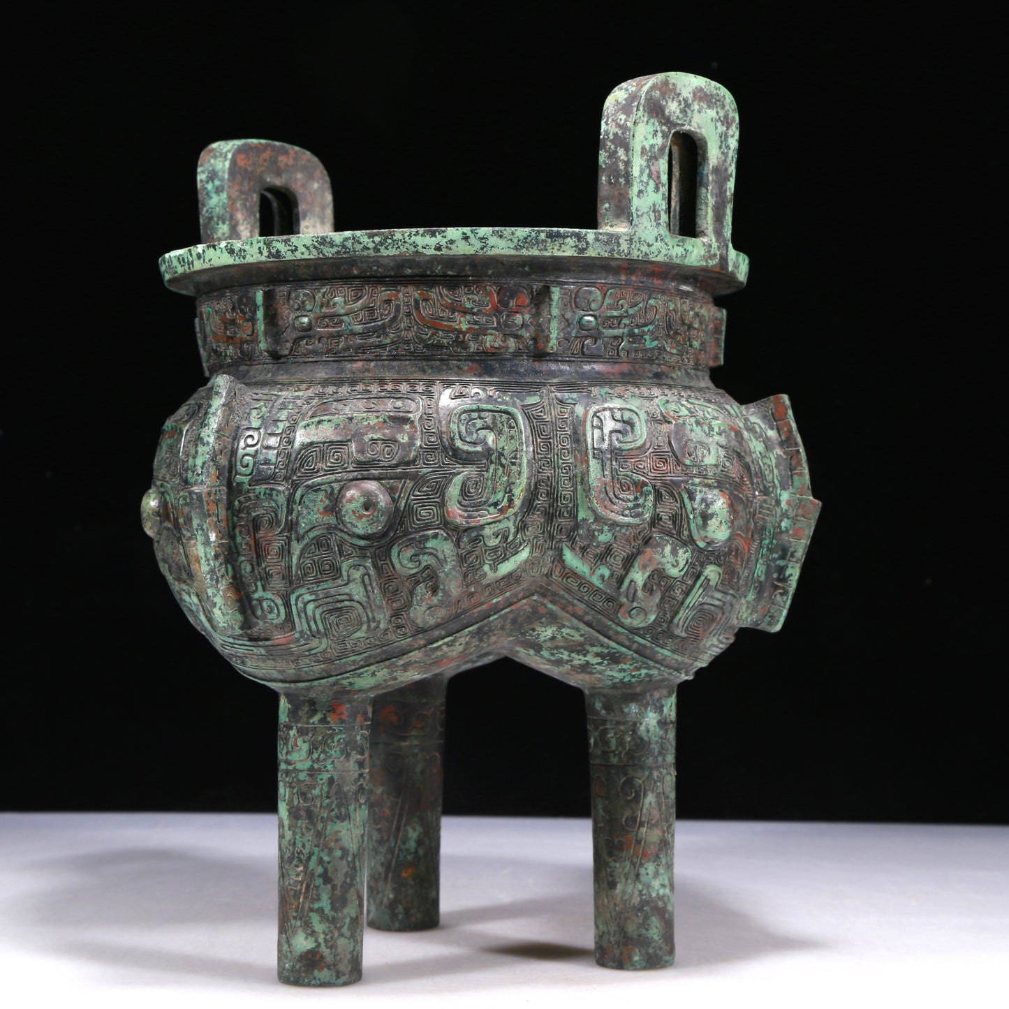 A Wonderful Bronze 'Animal Mask' Tripod Censer With Inscriptions