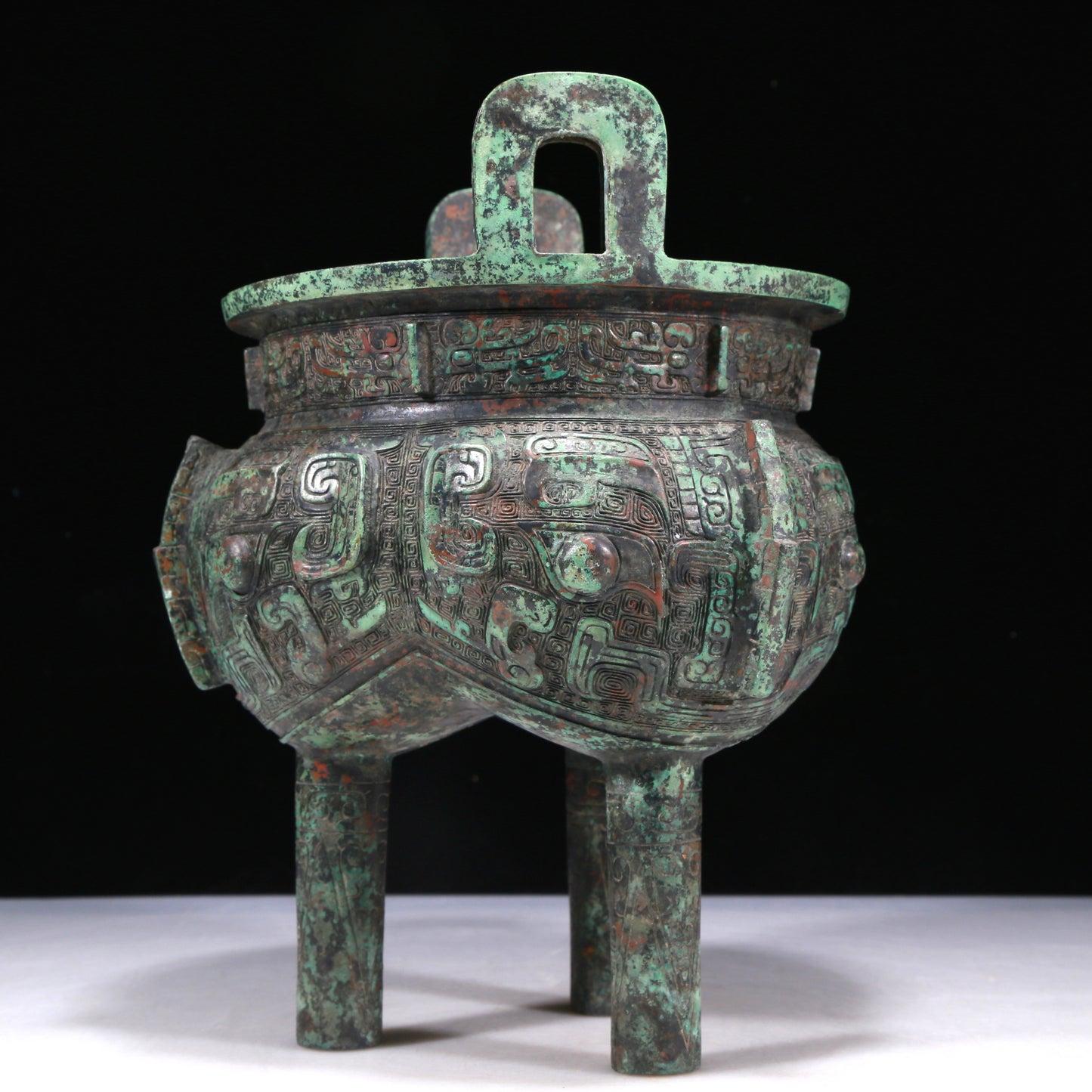 A Wonderful Bronze 'Animal Mask' Tripod Censer With Inscriptions