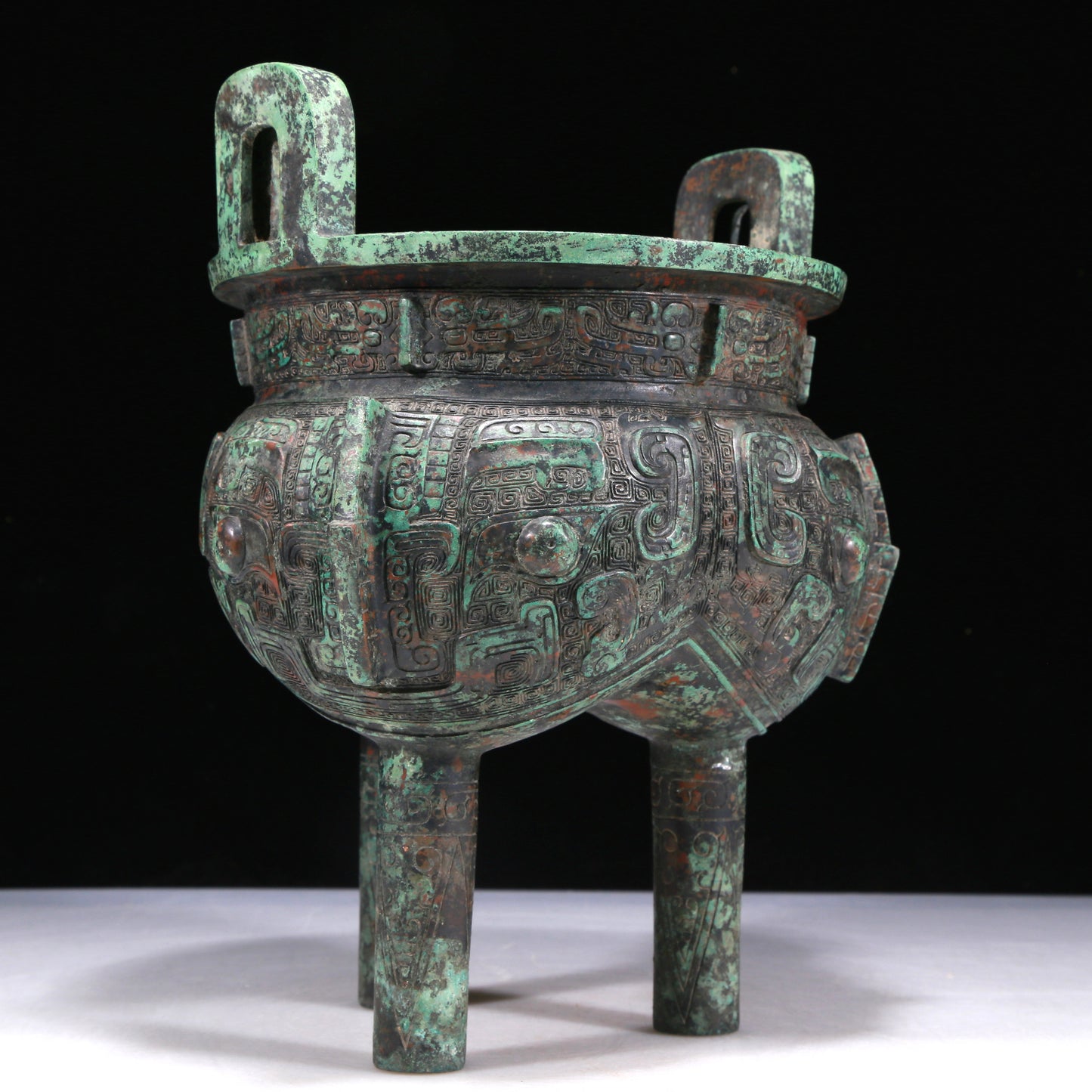A Wonderful Bronze 'Animal Mask' Tripod Censer With Inscriptions