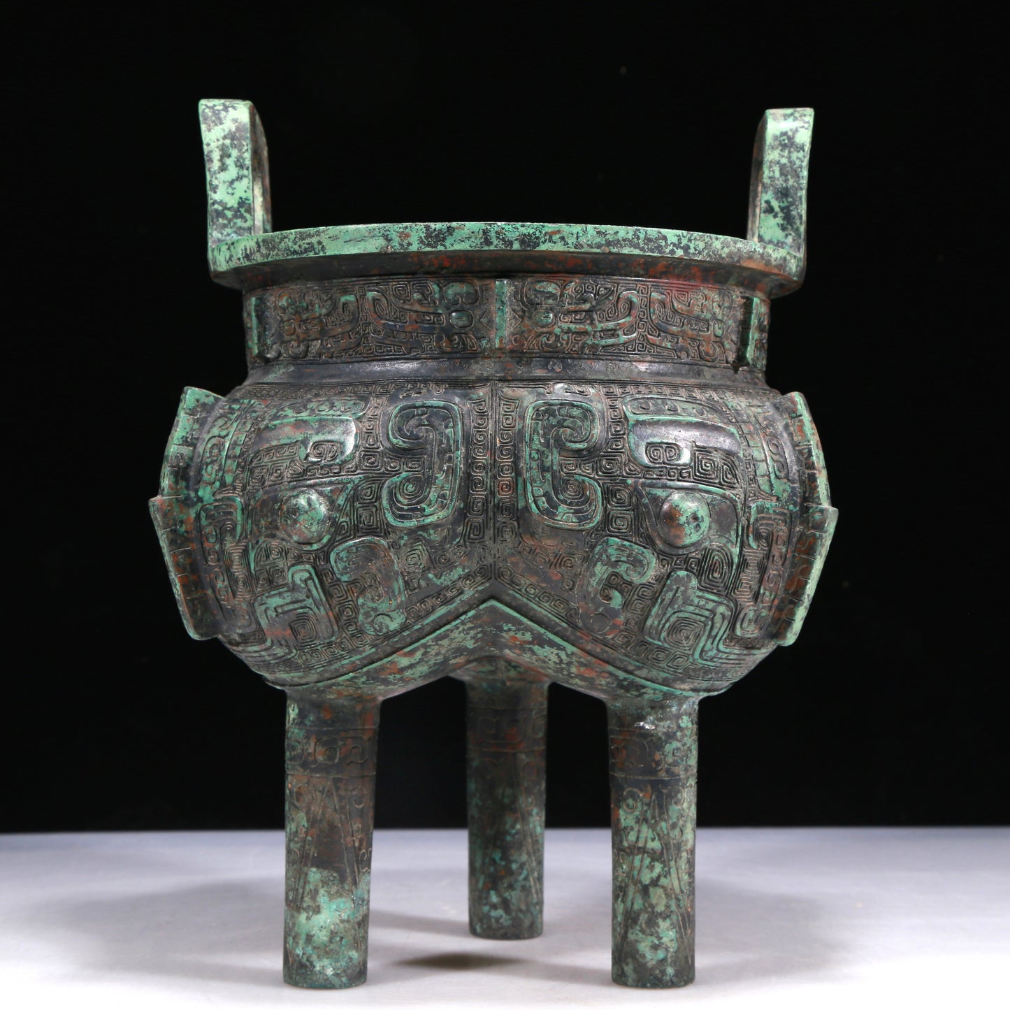 A Wonderful Bronze 'Animal Mask' Tripod Censer With Inscriptions