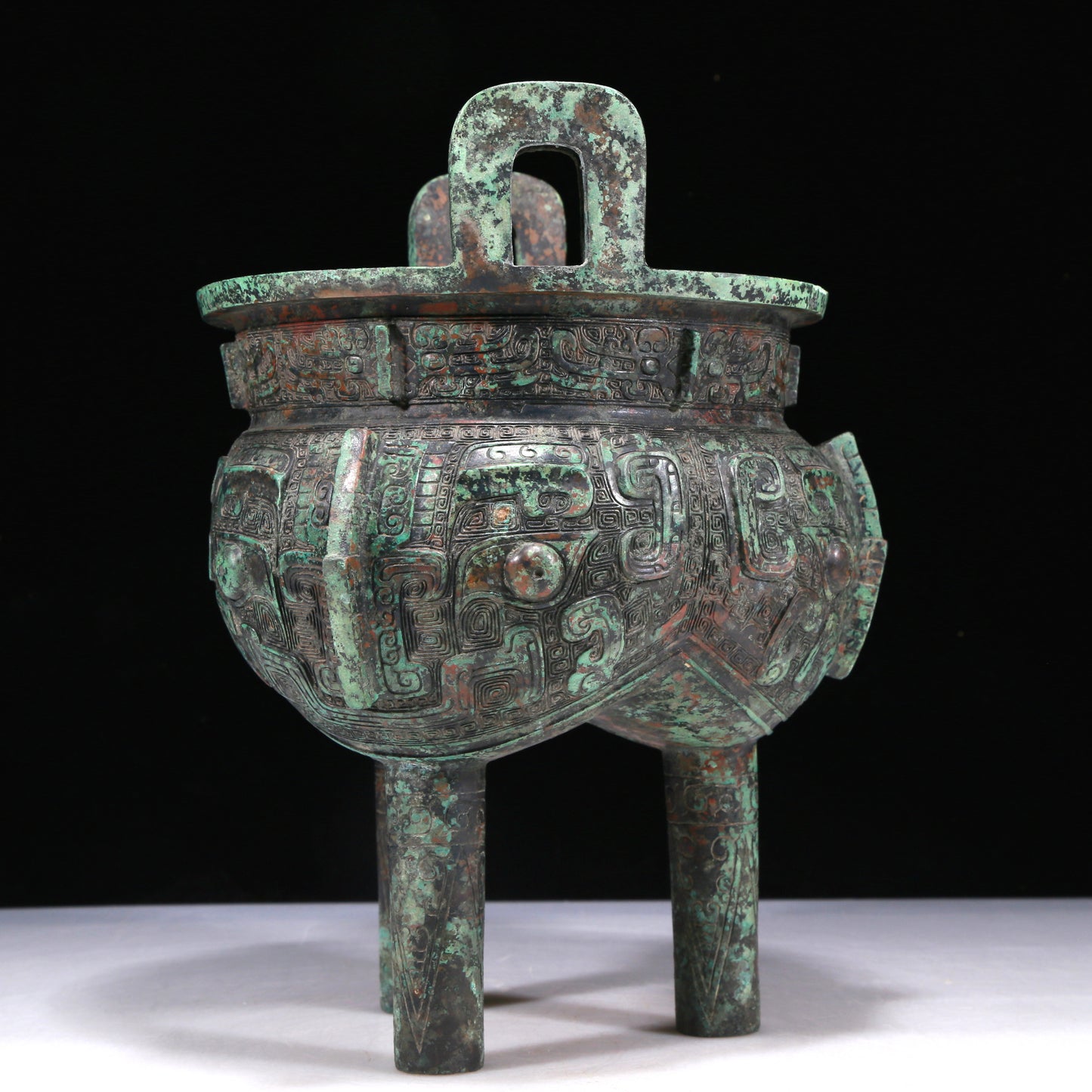 A Wonderful Bronze 'Animal Mask' Tripod Censer With Inscriptions