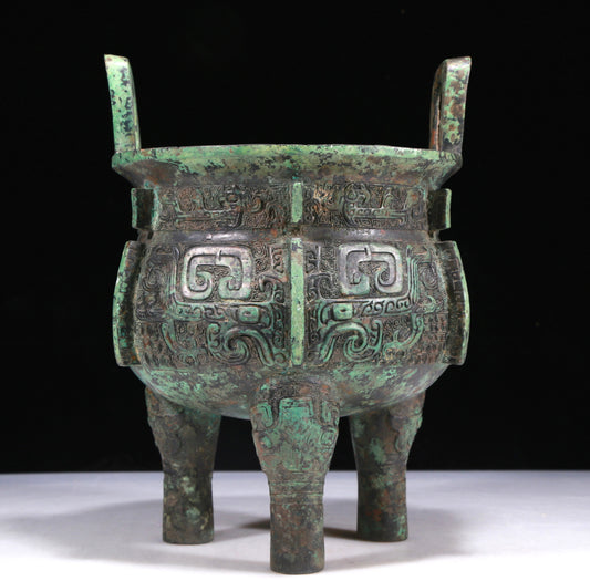 A Wonderful Bronze 'Animal Mask' Tripod Censer With Inscriptions