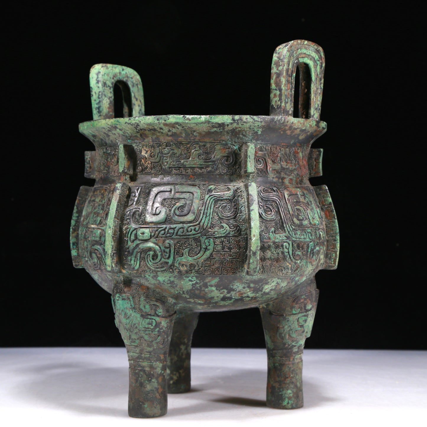 A Wonderful Bronze 'Animal Mask' Tripod Censer With Inscriptions