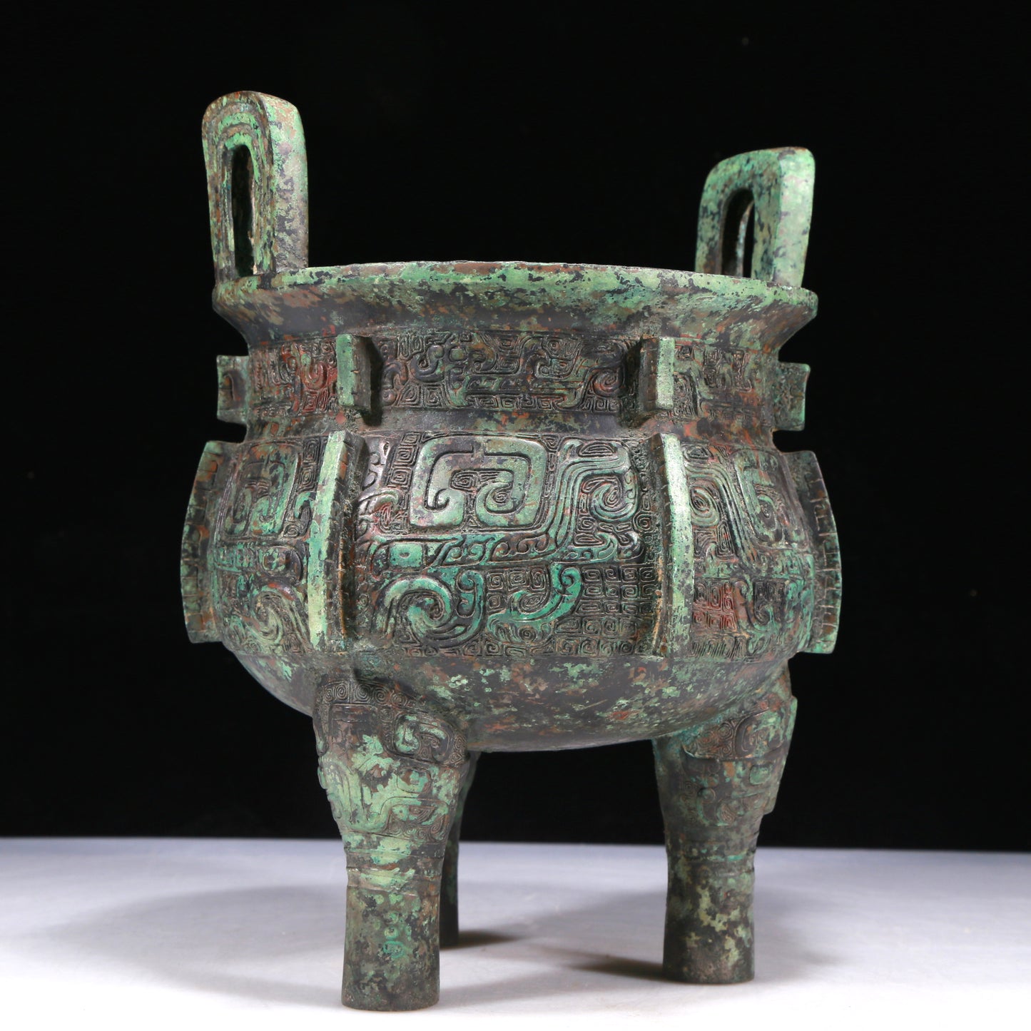 A Wonderful Bronze 'Animal Mask' Tripod Censer With Inscriptions