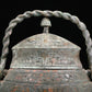 A Wonderful Bronze 'Animal Mask' Jar With Inscriptions And An Overhead Handle