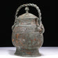 A Wonderful Bronze 'Animal Mask' Jar With Inscriptions And An Overhead Handle