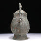 A Wonderful Bronze 'Animal Mask' Jar With Inscriptions And An Overhead Handle