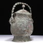 A Wonderful Bronze 'Animal Mask' Jar With Inscriptions And An Overhead Handle