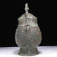 A Wonderful Bronze 'Animal Mask' Jar With Inscriptions And An Overhead Handle