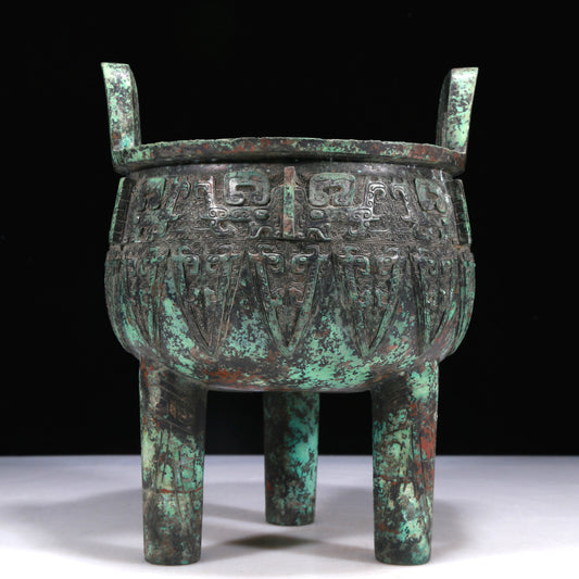 A Wonderful Bronze 'Animal Mask' Tripod Censer With Inscriptions
