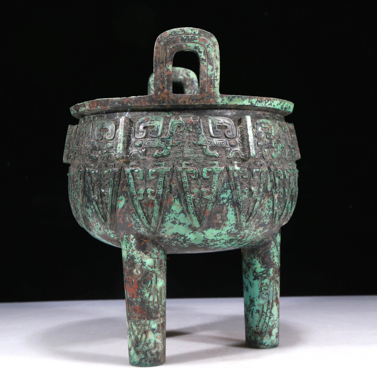 A Wonderful Bronze 'Animal Mask' Tripod Censer With Inscriptions