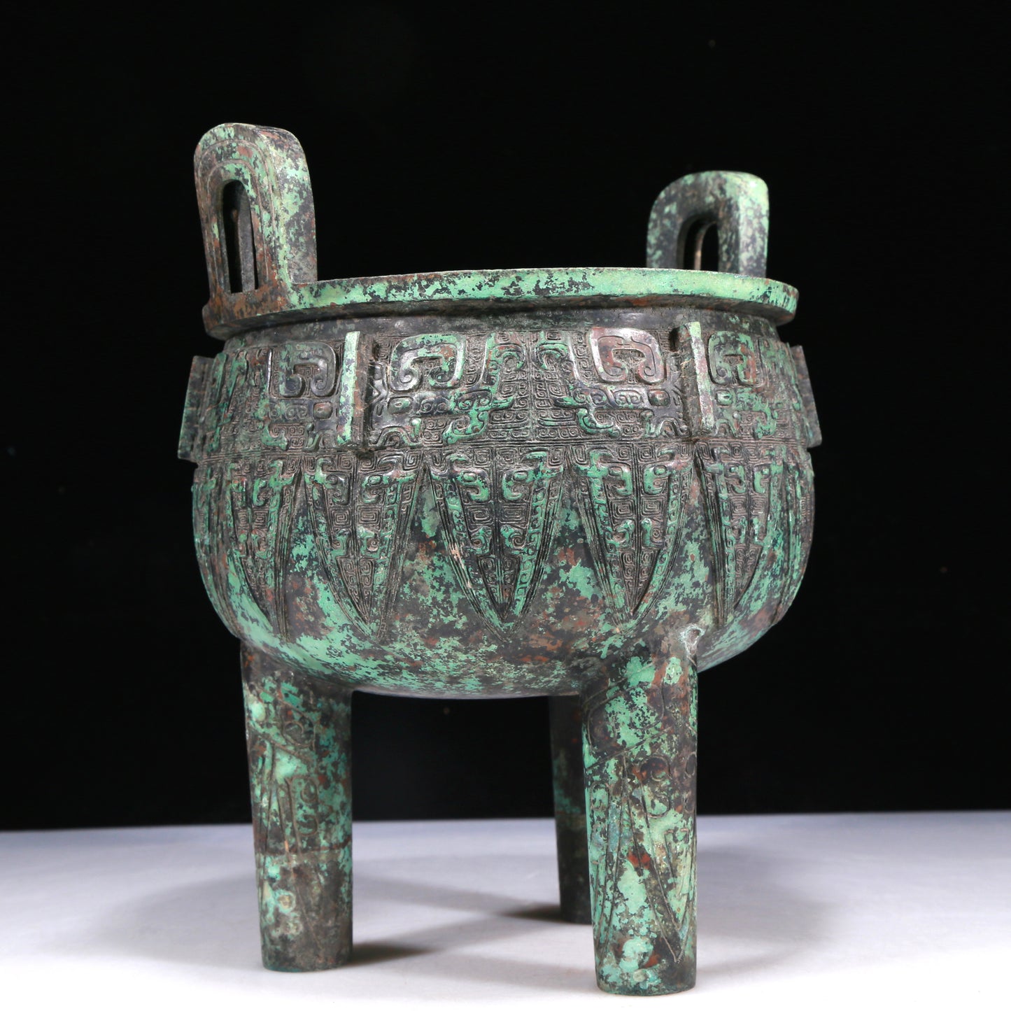 A Wonderful Bronze 'Animal Mask' Tripod Censer With Inscriptions