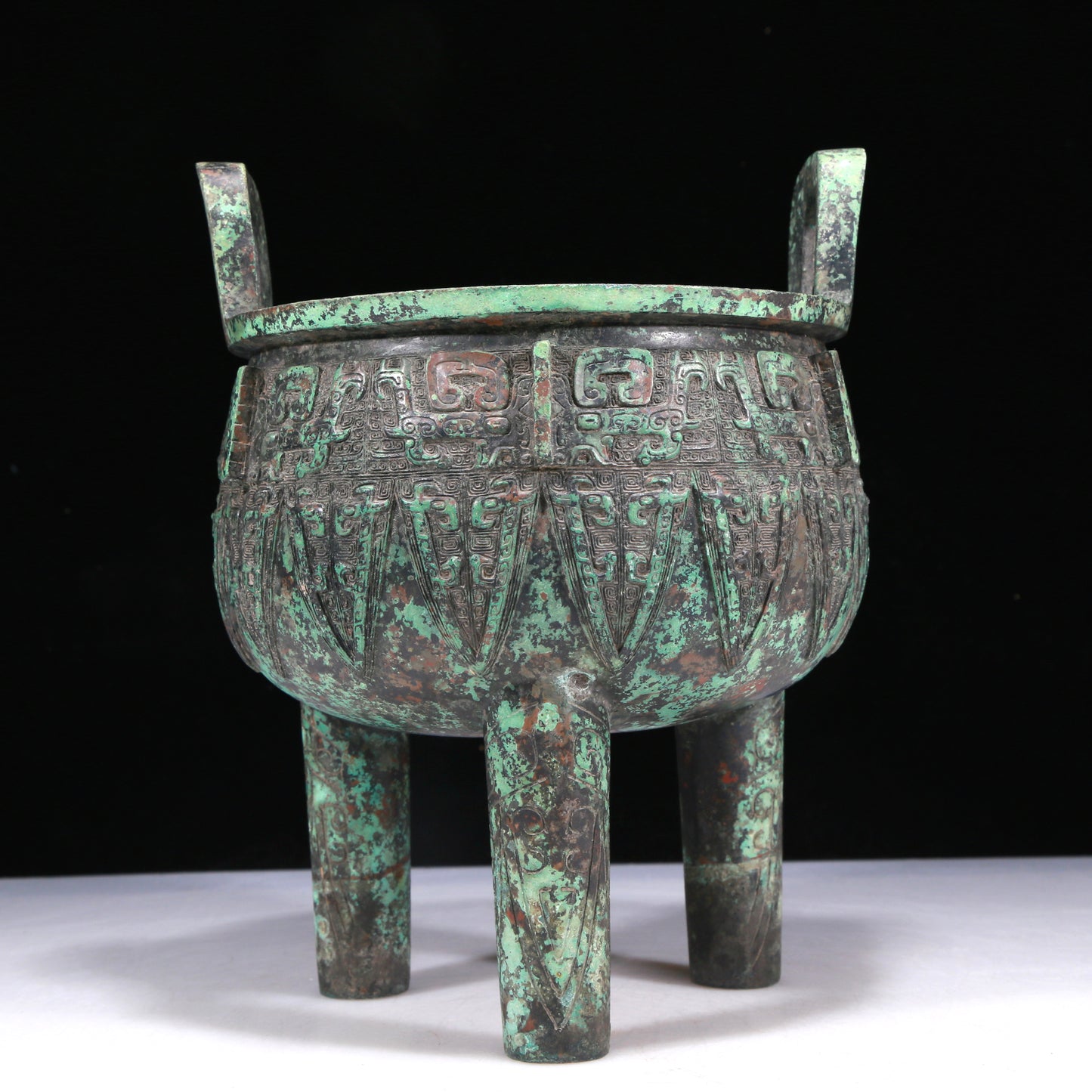 A Wonderful Bronze 'Animal Mask' Tripod Censer With Inscriptions