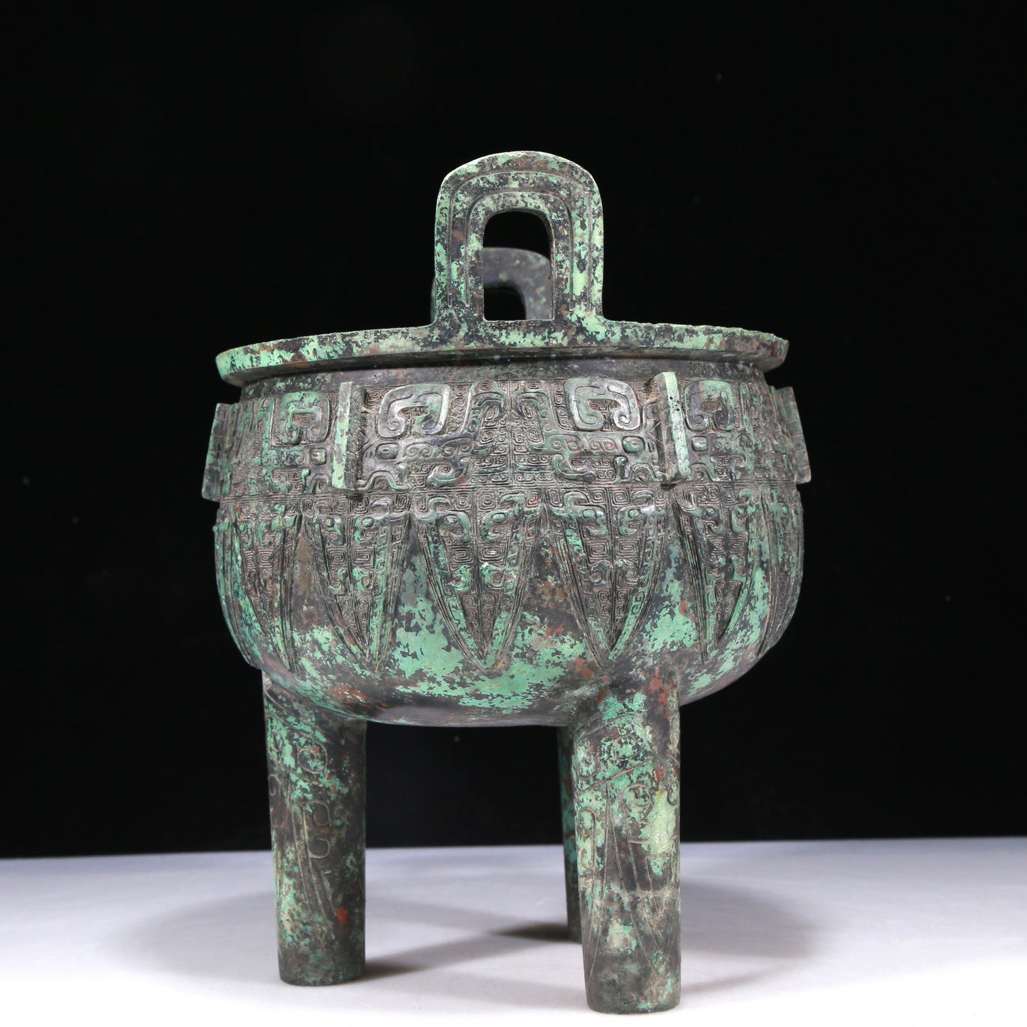 A Wonderful Bronze 'Animal Mask' Tripod Censer With Inscriptions