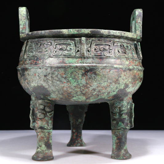 A Wonderful Bronze 'Animal Mask' Tripod Censer With Inscriptions