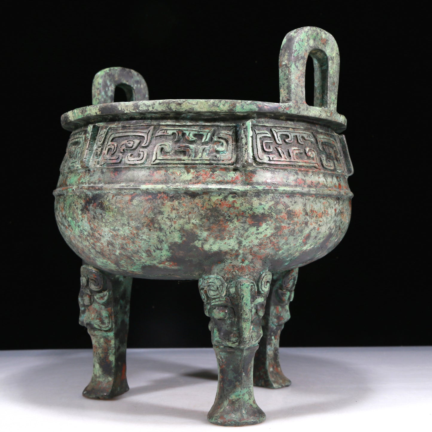 A Wonderful Bronze 'Animal Mask' Tripod Censer With Inscriptions