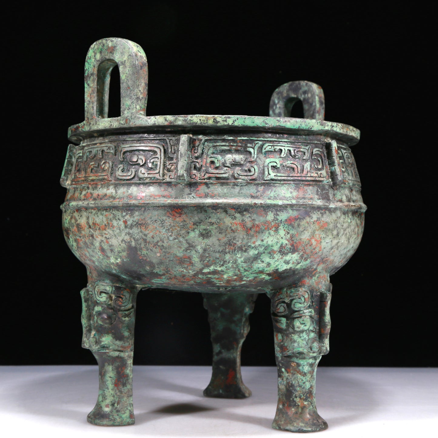 A Wonderful Bronze 'Animal Mask' Tripod Censer With Inscriptions